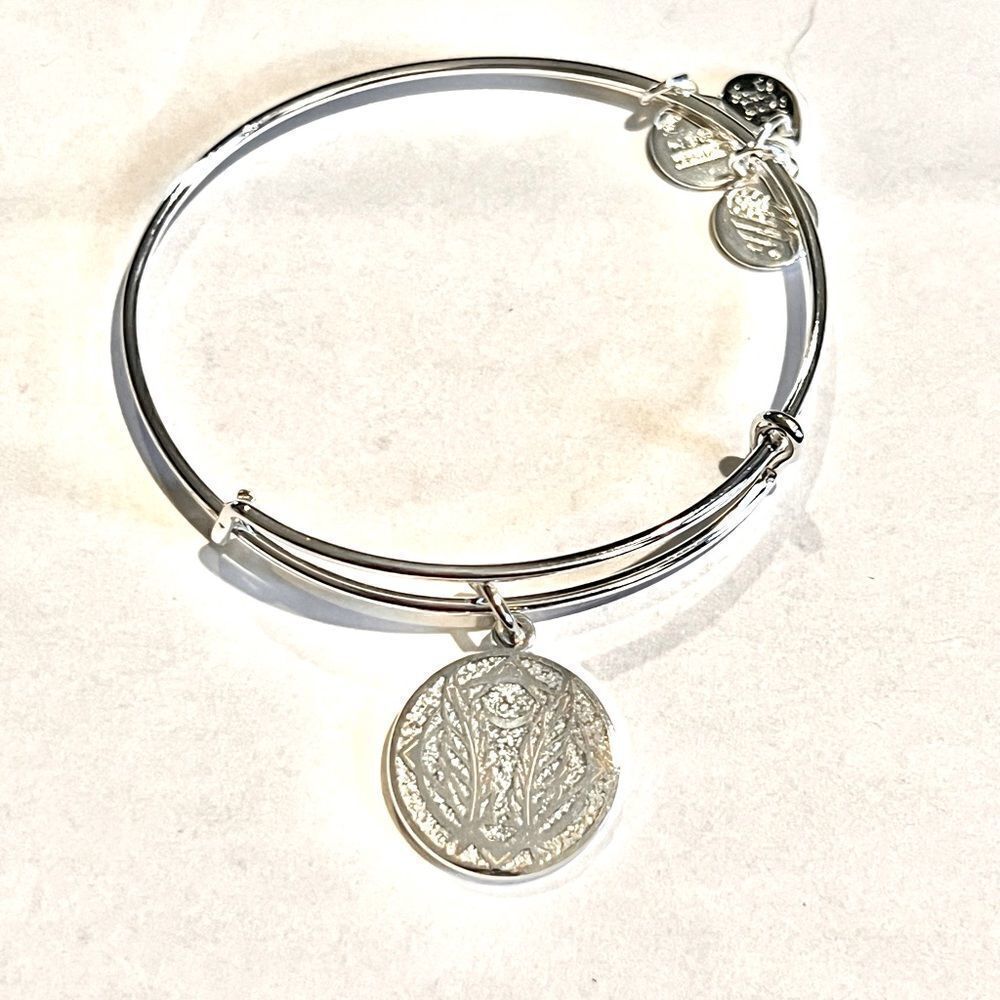 Alex and Ani Godspeed Expandable Charm Bracelet. Silver Finish